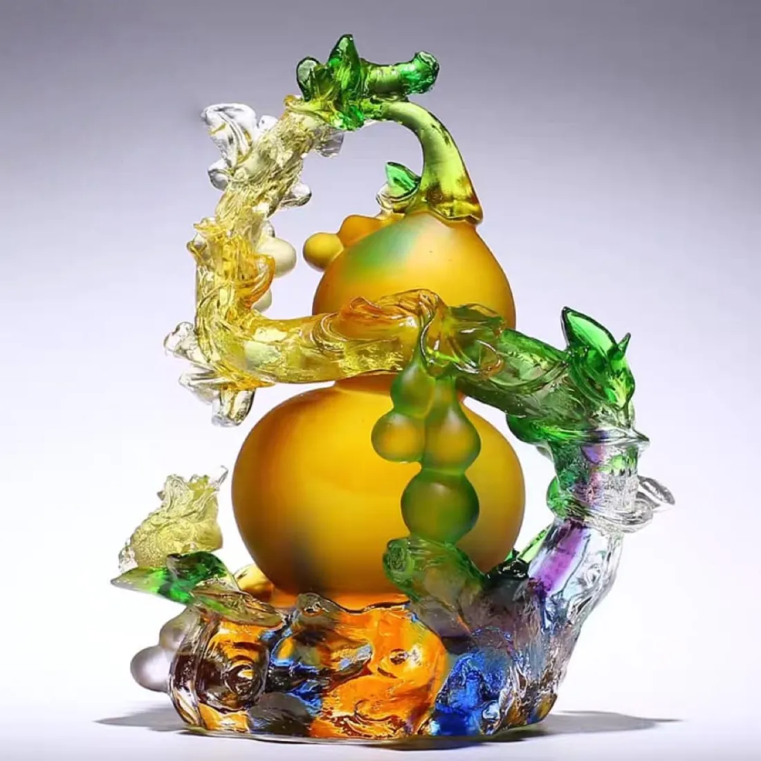 琉璃工艺水晶葫芦，五彩琉璃